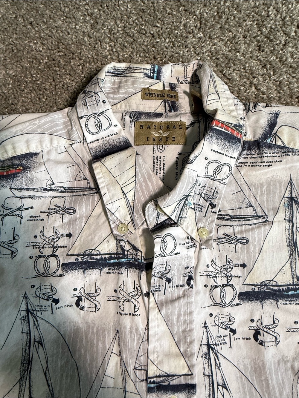 Natural Issue  Men's White Nautical Print Short-Sleeve Shirt